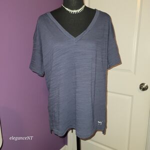 PINK By Victoria's Secret T Shirt in Blue With Sequin Dog Sz: M